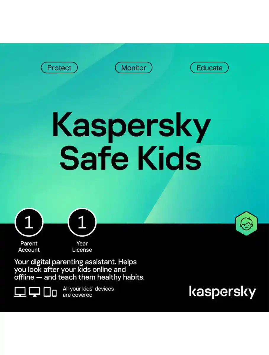 كاسبرسكي Safe Kids مجموعة تطبيقات الامن عبر الانترنت سنه واحده 1 مستخدم Base Download Pack - موديل KL1962IDAFS