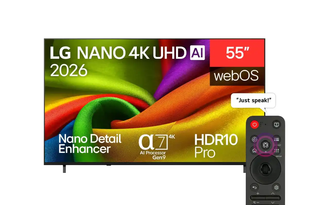 تلفزيون سمارت ال جى نانو، 55 بوصة، UHD، مزود برسيفر داخلى، ماجيك ريموت، 55NU850B6LA - اسود