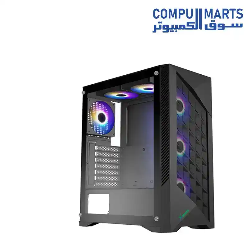 XANDER Velox Plus Black WCE0504 4FAN E-ATX Gaming Case 4x ARGB Fans Pre-installed USB 3.0 USB 2.0 Front Mesh Left Tempered Glass Panel 600W 80 Plus White PSU Fixed Cable PC Case