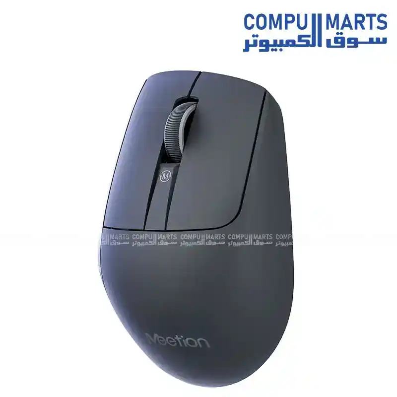 Meetion Anywhere3 Ergonomic Triple Mode Rechargeable Wireless Bluetooth Mouse Wired + 2.4G + Bluetooth, 9 Buttons, 6 Adjustable DPI Levels 800-6000, 700mAh, Type-C, Black