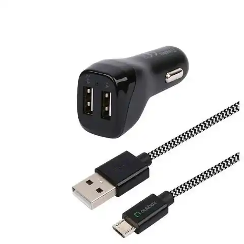 Outbox Dual USB Car Charger with Micro USB Cable, 3.4A