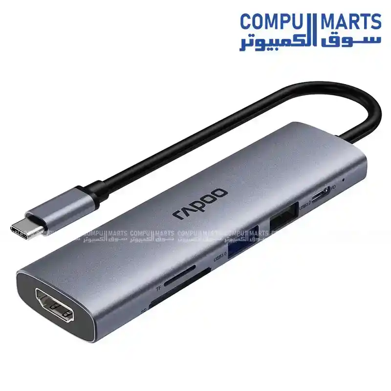 RAPOO XD61 6-in-1 USB-C Multi-Function Docking Station 4K 60Hz 100W PD