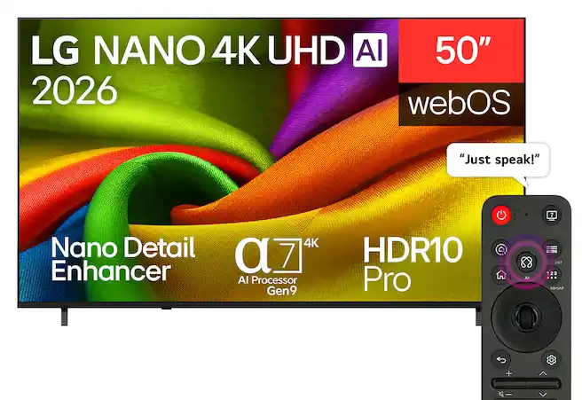 شاشة ال جي 50 بوصة سمارت NANO 4K LED AI بدون فريم 50NU850B6LA - ريسيفر داخلي وريموت ماجيك