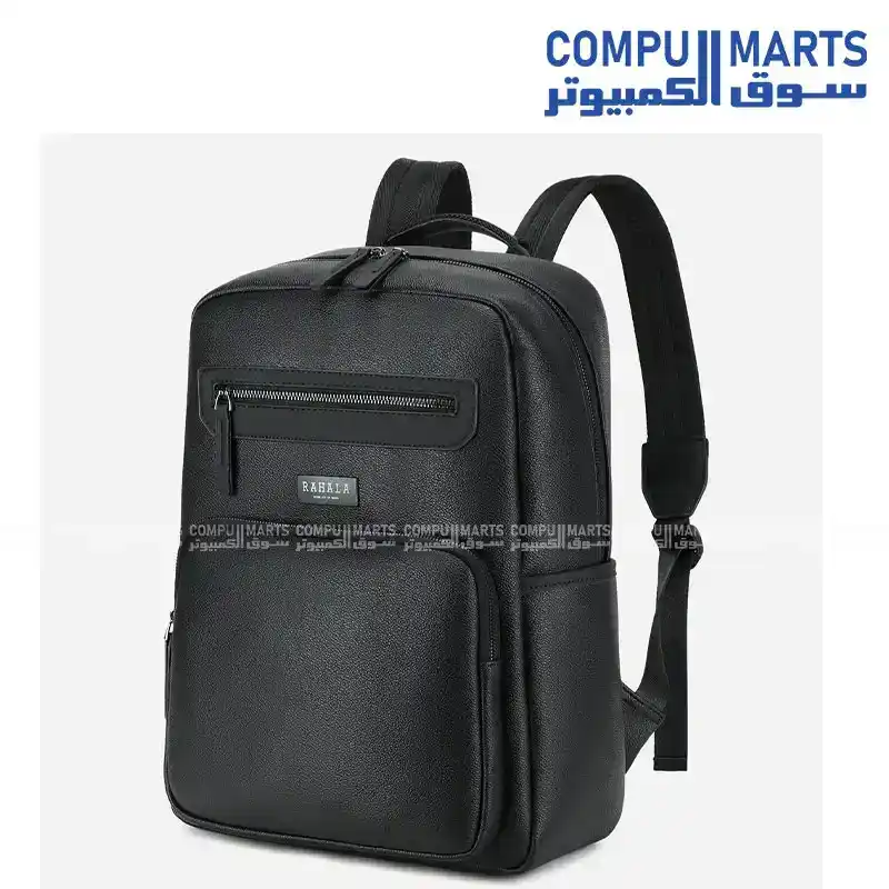 Rahala RAL821 Luxury Black Leather Laptop Backpack 13.9 Liters