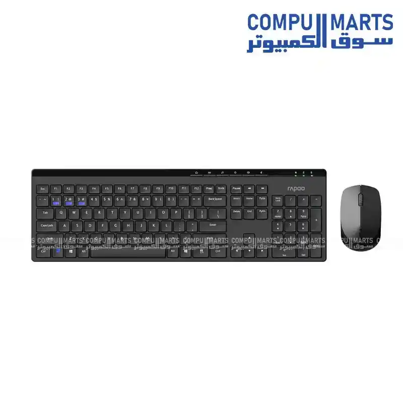 Rapoo 8100GT Multi-Mode Wireless Keyboard & Mouse Combo Bluetooth 5.0/4.0 2.4GHz 105-Key Full-Size Keyboard 800-2400 DPI Optical Mouse