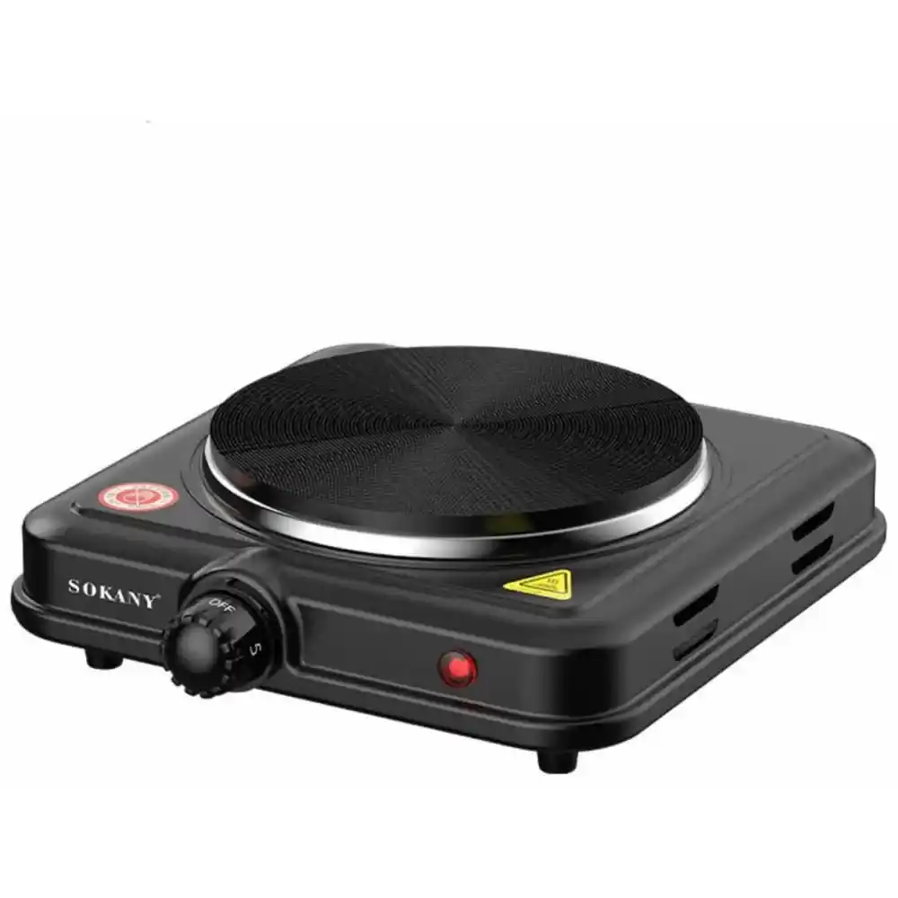 مسطح تسخين كهربائي سوكاني، 1000 وات، شعلتين، أسود - SK-5109
