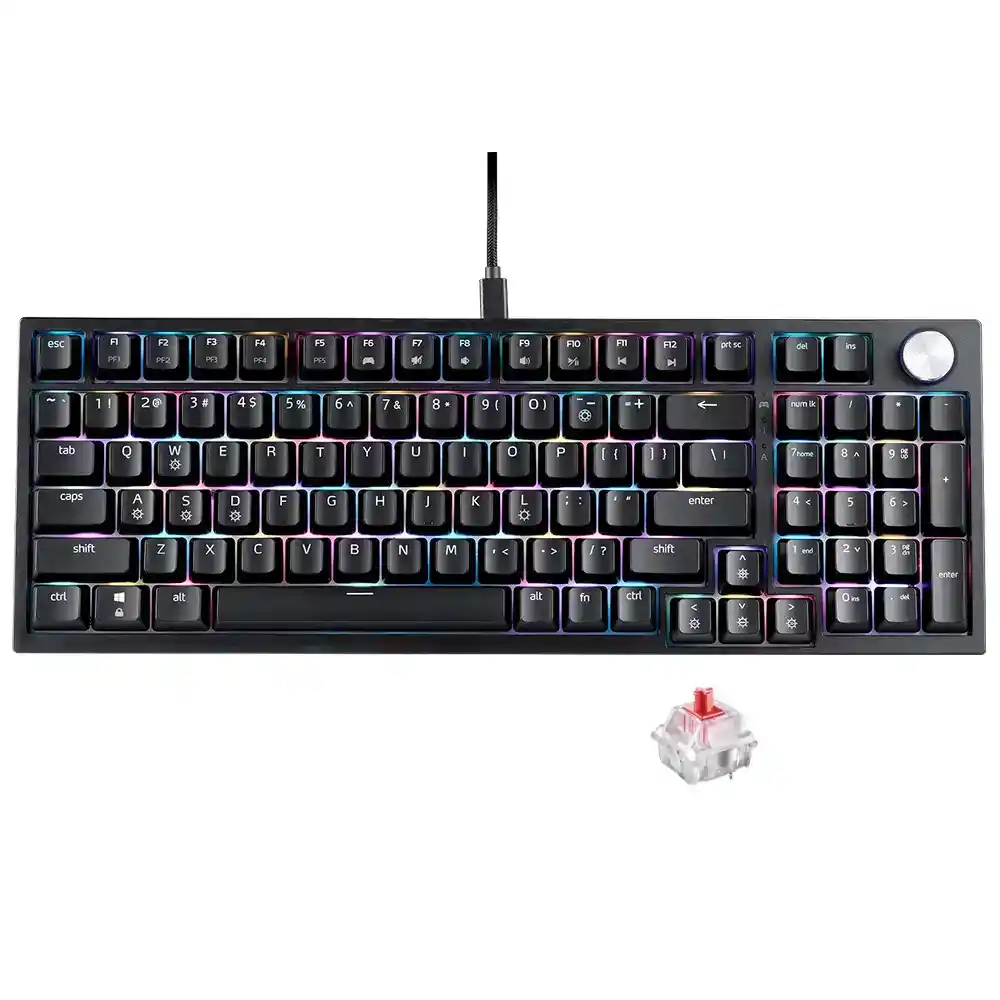 كيبورد اكس بي جي سلكى سويتش أحمر RGB جيمنج إنجليزى SORCERER