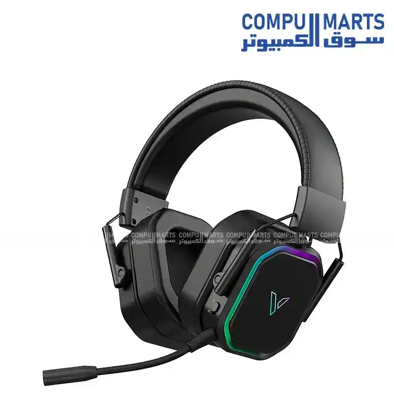Rapoo VH850 Wireless Gaming Headset Bluetooth 5.3 + 2.4GHz Wireless + 3.5mm Wired, 50mm Graphene Drivers, Detachable Noise-Canceling Omnidirectional Microphone, RGB Lighting, 1200mAh Battery, Up to 46-Hour Battery Life