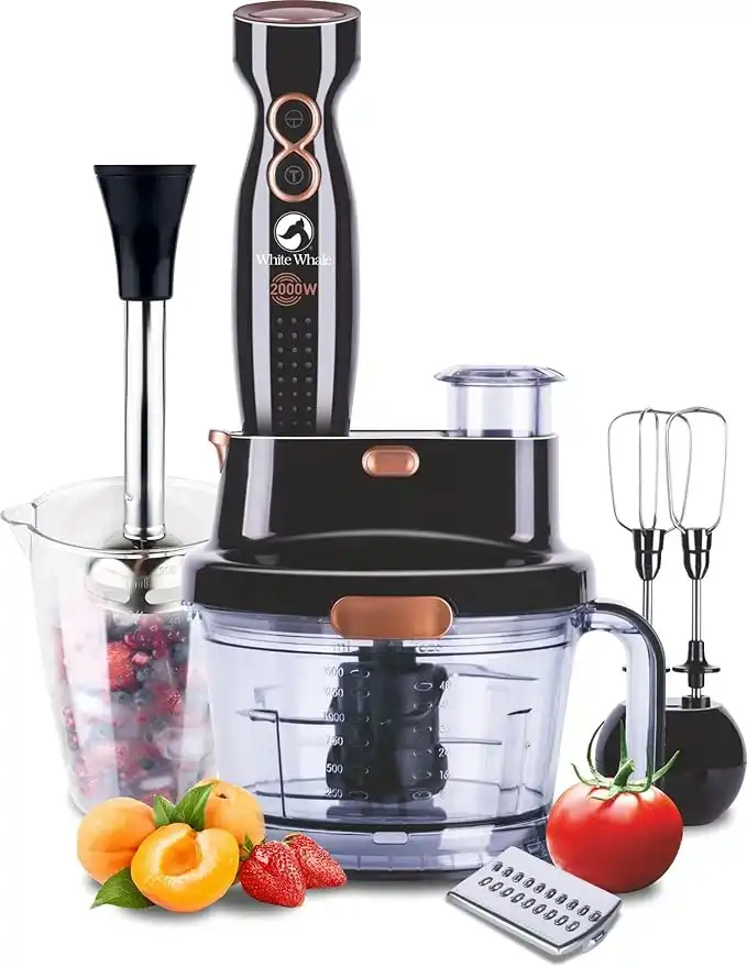 خلاط يدوي ابيض وايت ويل WHB-782WG اف بي مع ملحقات محضر الطعام 2000 واط - اسود