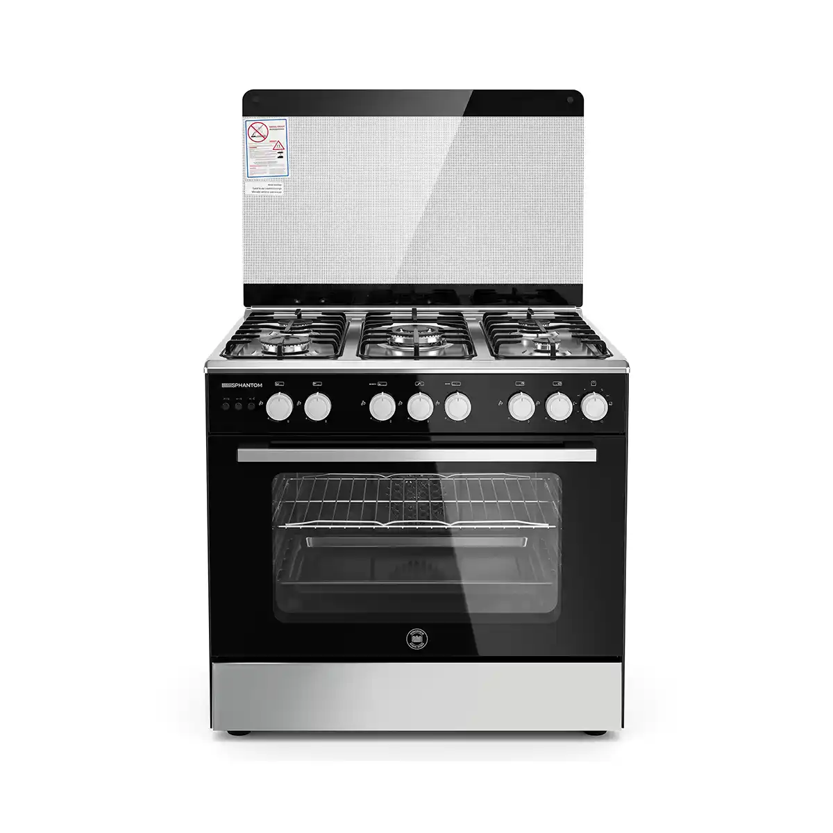 بوتجاز يونيون اير، 60×80 سم، 5 شعلة، C68SS-GC-427-FSO-A-PHANTOM - اسود فضي