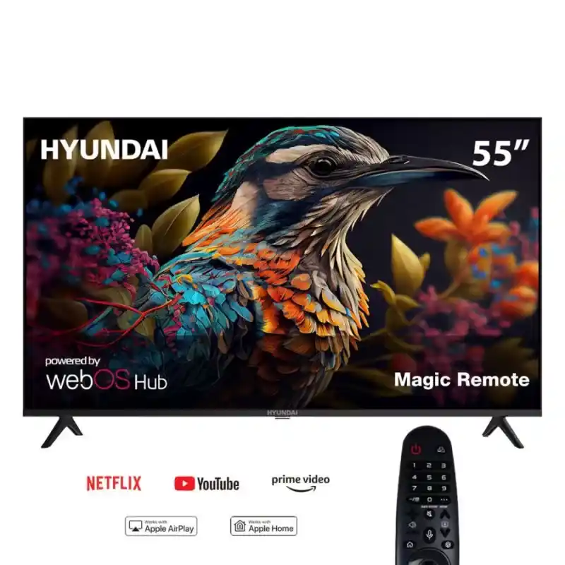 تلفزيون سمارت هيونداي، 55 بوصة، LED، دقة 4K/UHD، بدون فريم، ريموت ماجيك، L55HYNDA650 - أسود