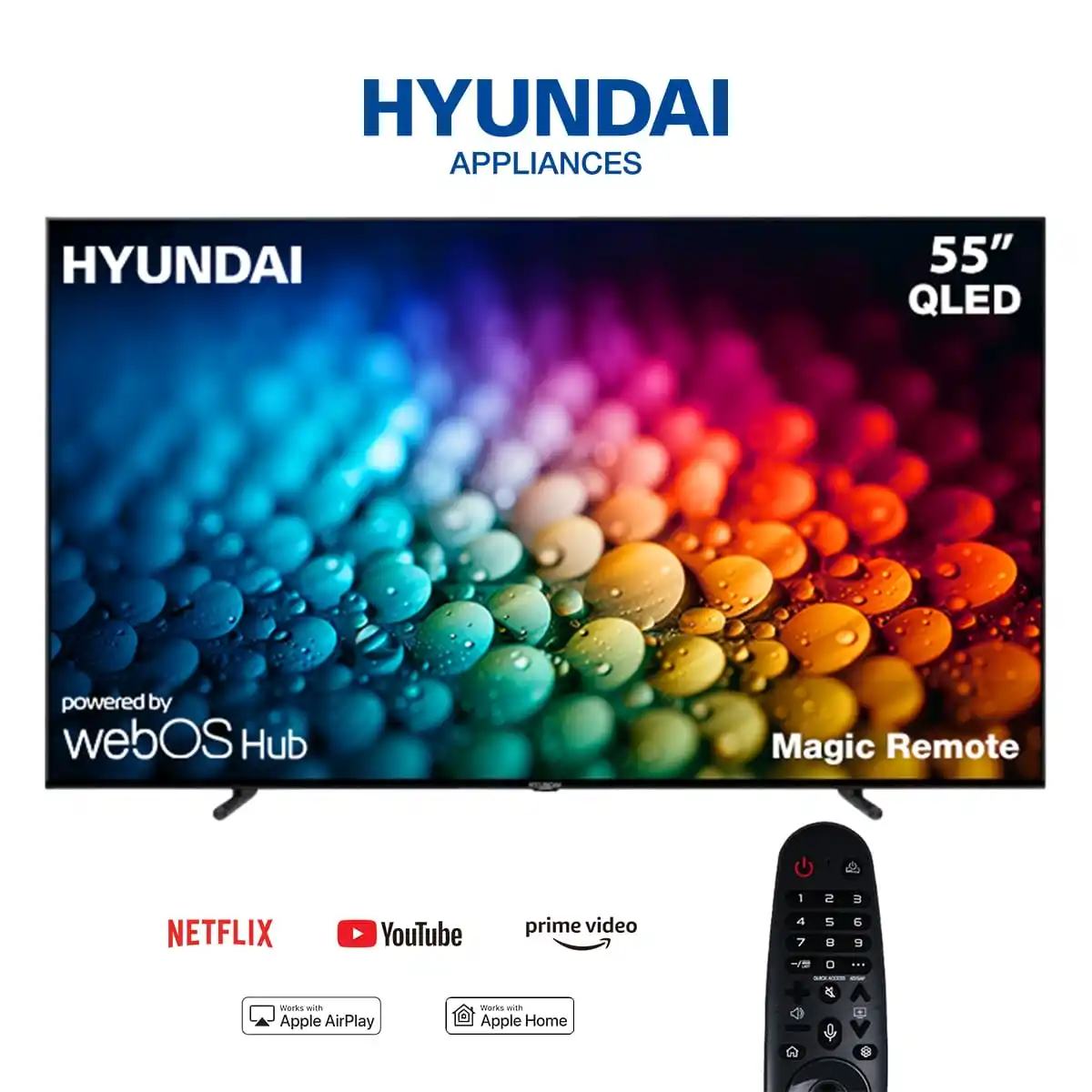 تلفزيون سمارت QLED هيونداي، 55 بوصة، دقة 4K، برسفير داخلي، L55HYNDA750 - أسود