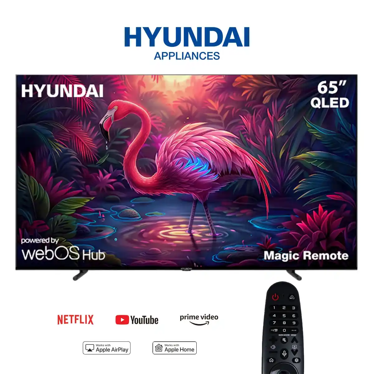 تلفزيون سمارت QLED هيونداي، 65 بوصة، دقة 4K، برسفير داخلي، L65HYNDA750 - أسود