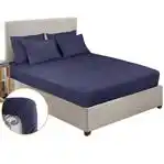 طقم ملاية سرير أستيك قطن فوربد، 3 قطع، 160×200×30 سم - كحلي