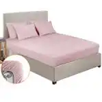 طقم ملاية سرير أستيك قطن فوربد، 3 قطع، 160×200×30 سم - روز فاتح