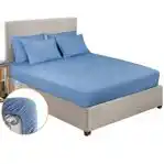 طقم ملاية سرير أستيك قطن فوربد، 3 قطع، 180×200×30 سم - أزرق