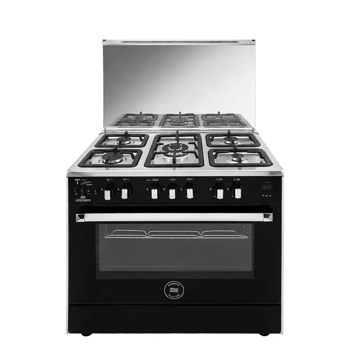 بوتاجاز غاز تي سيجنتشر يونيون اير، 5 شعلة، 90 سم، C69SS-GC-447-IDSF-TS - أسود