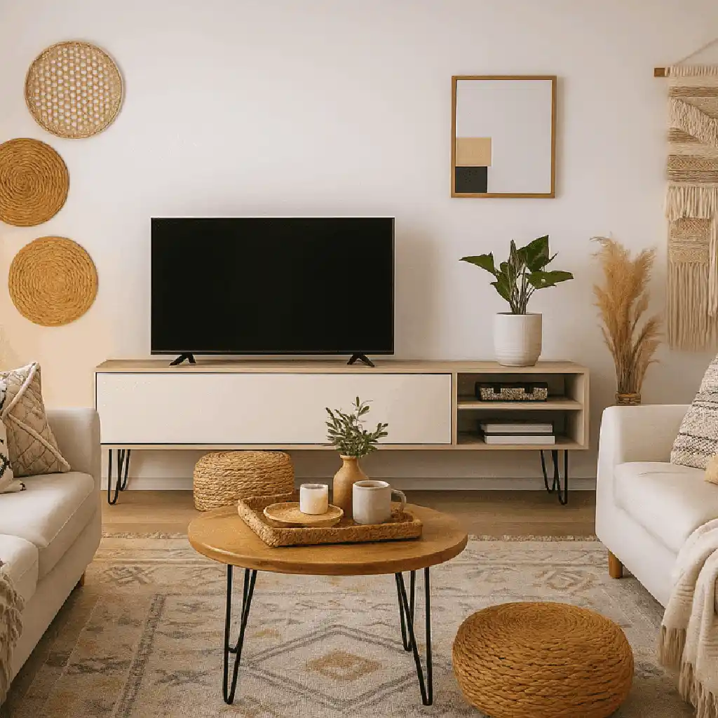 ترابيزة تليفزيون خشب ام دي اف، 160×35×70 سم - بيج أوف وايت