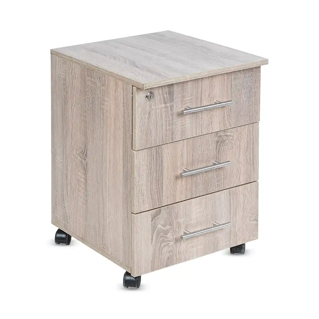 وحدة ادارج مكتب بالعجل ام دي اف، 40×45×58 سم، 3 درج - بيج