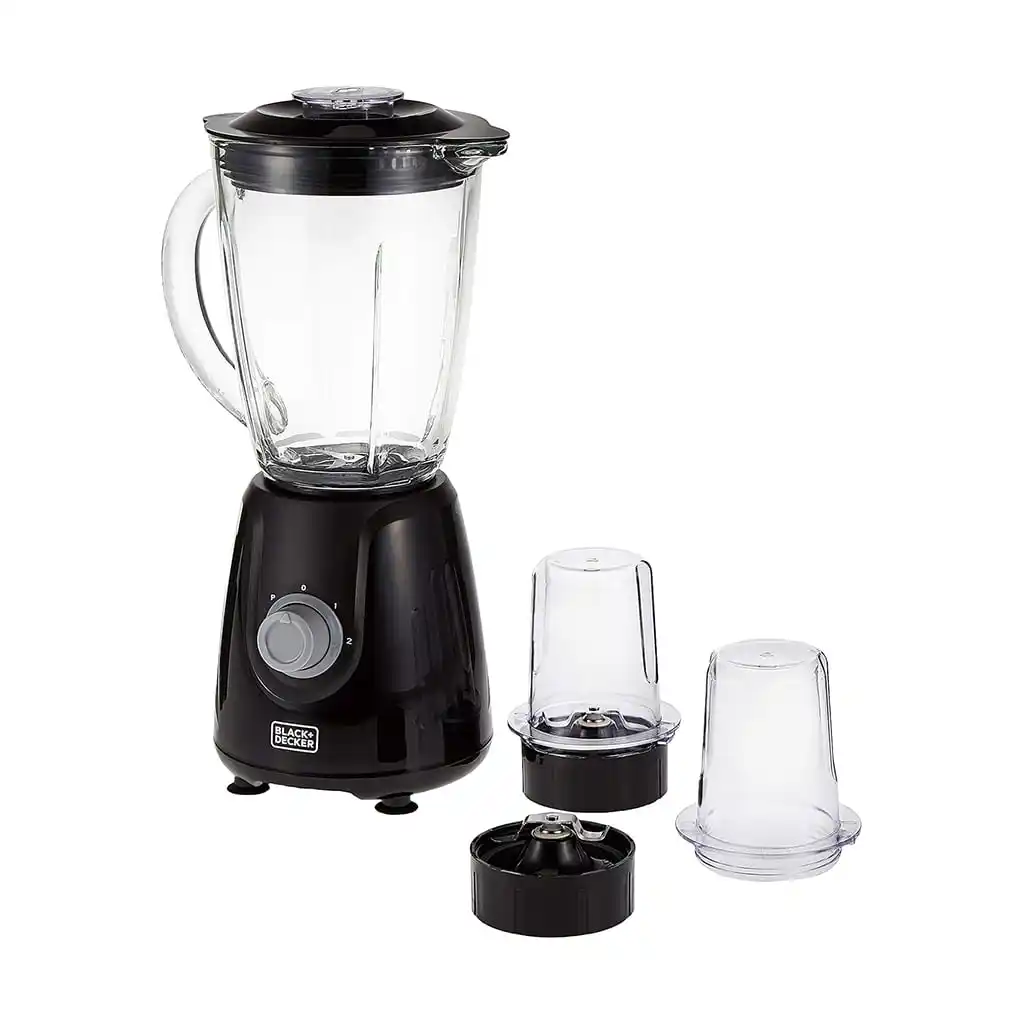 خلاط مع برطمان زجاجي و2 مطحنة بلاك آند ديكر، 400 وات، BX440G-B5 - أسود