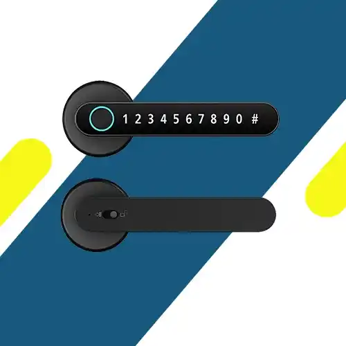 قفل باب ذكي هانز — فتح ببصمة، بطاقة، رمز PIN ومفتاح — مقاس 155×62 مم — HR-24