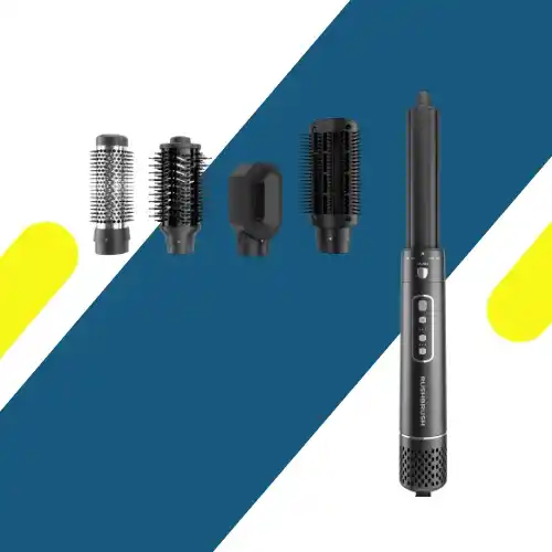 مجموعة تصفيف الشعر راش براش اير رابر أسود – AirWrapper Black – قوة 1600 وات وتقنية جذب الشعر بالهواء
