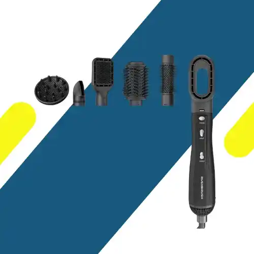 مجموعة تصفيف الشعر راش براش 6 في 1 (RUSH BRUSH) – Plus 6 Air Styler Black – قوة 1300 وات وتكنولوجيا الأيونات