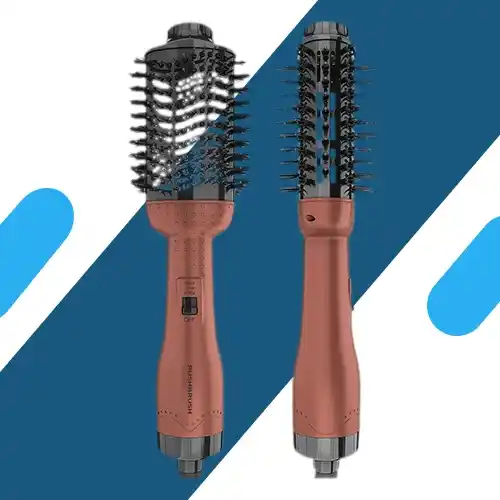 فرشاة تكثيف الشعر راش براش V2 PRO – سيراميك أيوني، 1300 واط، تصميم بيضاوي، روز جولد