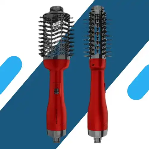 فرشاة تكثيف الشعر راش براش V2 PRO – سيراميك أيوني، 1300 واط، تصميم بيضاوي، أحمر