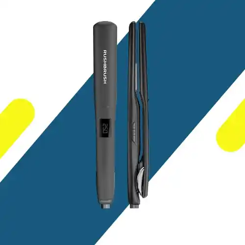 مكواة شعر راش براش أسود X2 MAX أسود – ألواح تورمالين، شاشة LCD، 18 درجة حرارة