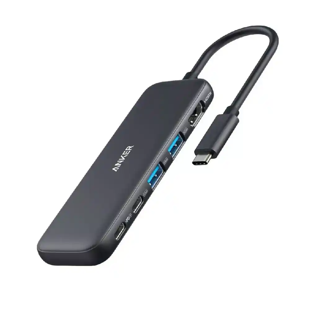 موزع USB انكر 5-في-1 322 USB-C - اسود - 4K HDMI - قدرة 100 وات | A8355H11 - ضمان محلي