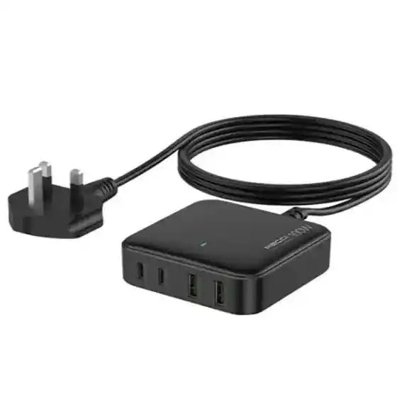 شاحن مكتب PD GaN ريتشي UK PLUG مع 4 منافذ 100 وات | RC39 - ضمان محلي