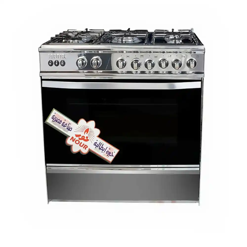 بوتاجاز نور 60 * 80 سم 5 شعلة أسود * فضي GC-SS854.
