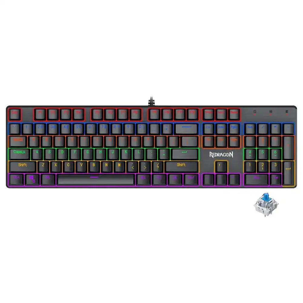كيبورد ريدراجون سلكي رينبو جيمنج سويتش أزرق إنجليزي وعربي Valheim K608-R