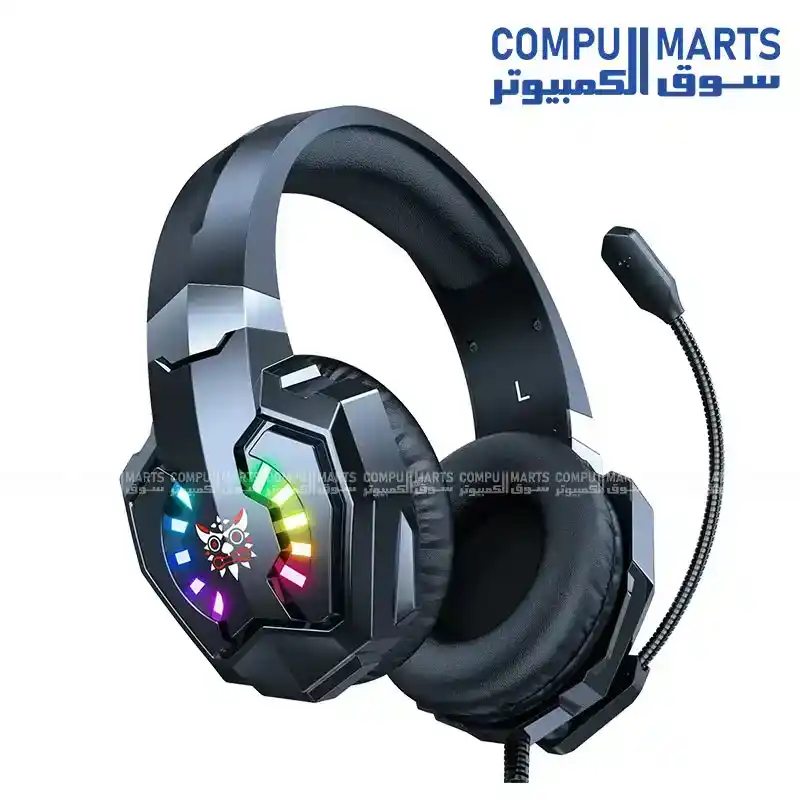 ONIKUMA X32 Professional Wired Gaming Headset Black with 50mm Drivers, RGB Lighting, Boom Microphone, USB and 3.5mm CTIA Interface