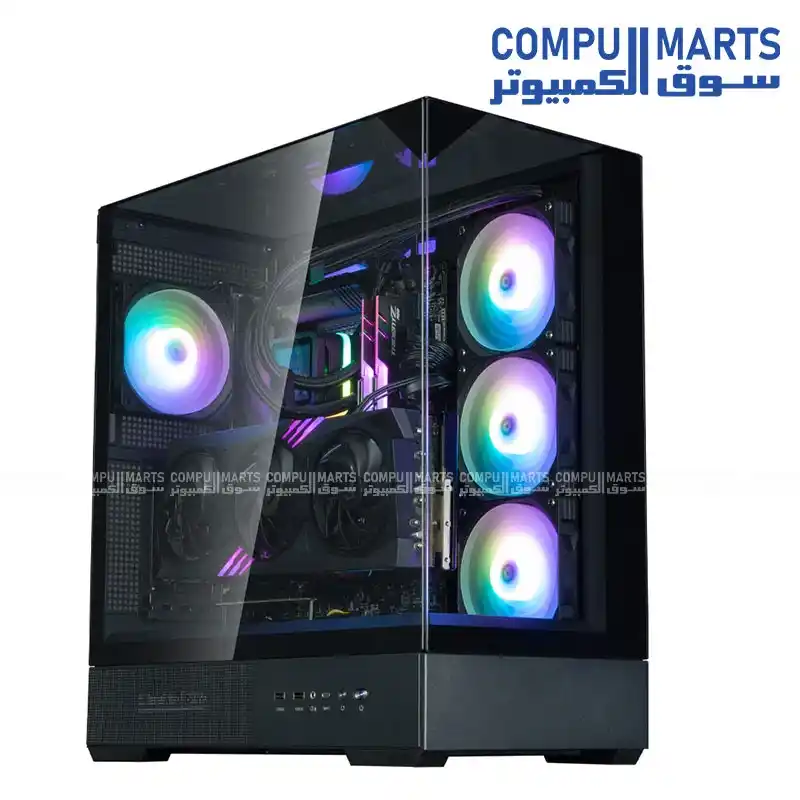 ZALMAN P40 Prism Plus Black ATX Case ARGB Fans Tempered Glass USB-C High Airflow – 1 Year Warranty