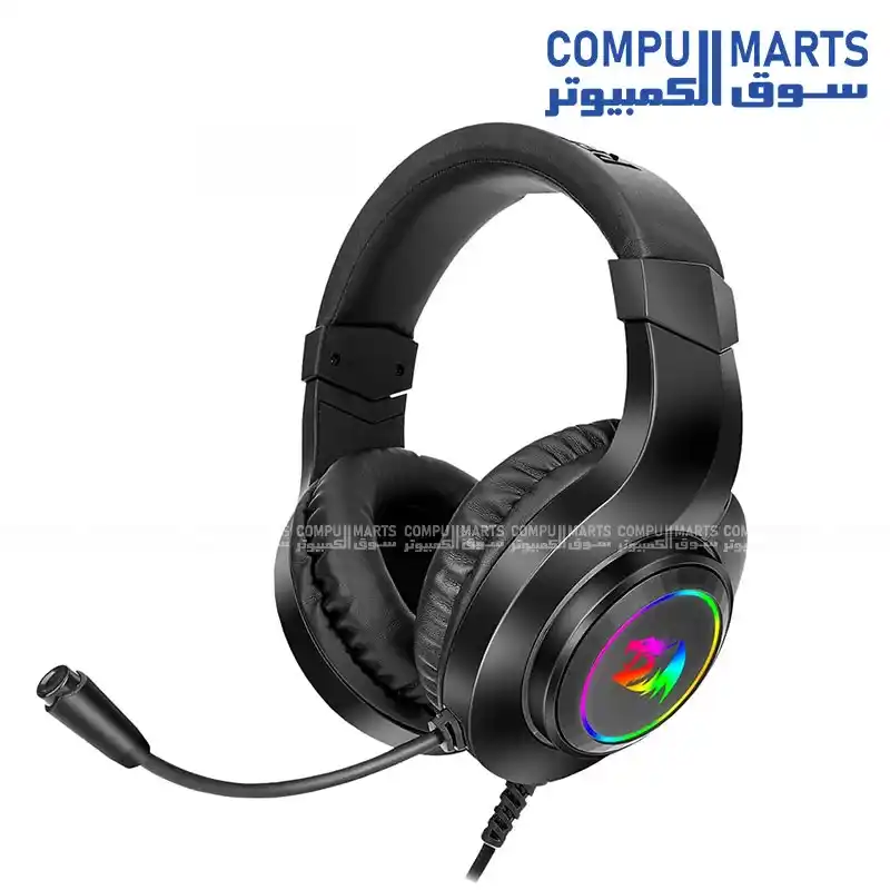Redragon H260 Hylas RGB Wired Gaming Headset, 50mm Drivers, Stereo Sound, Noise Cancelling Mic, USB + Dual 3.5mm Jack, RGB Lighting