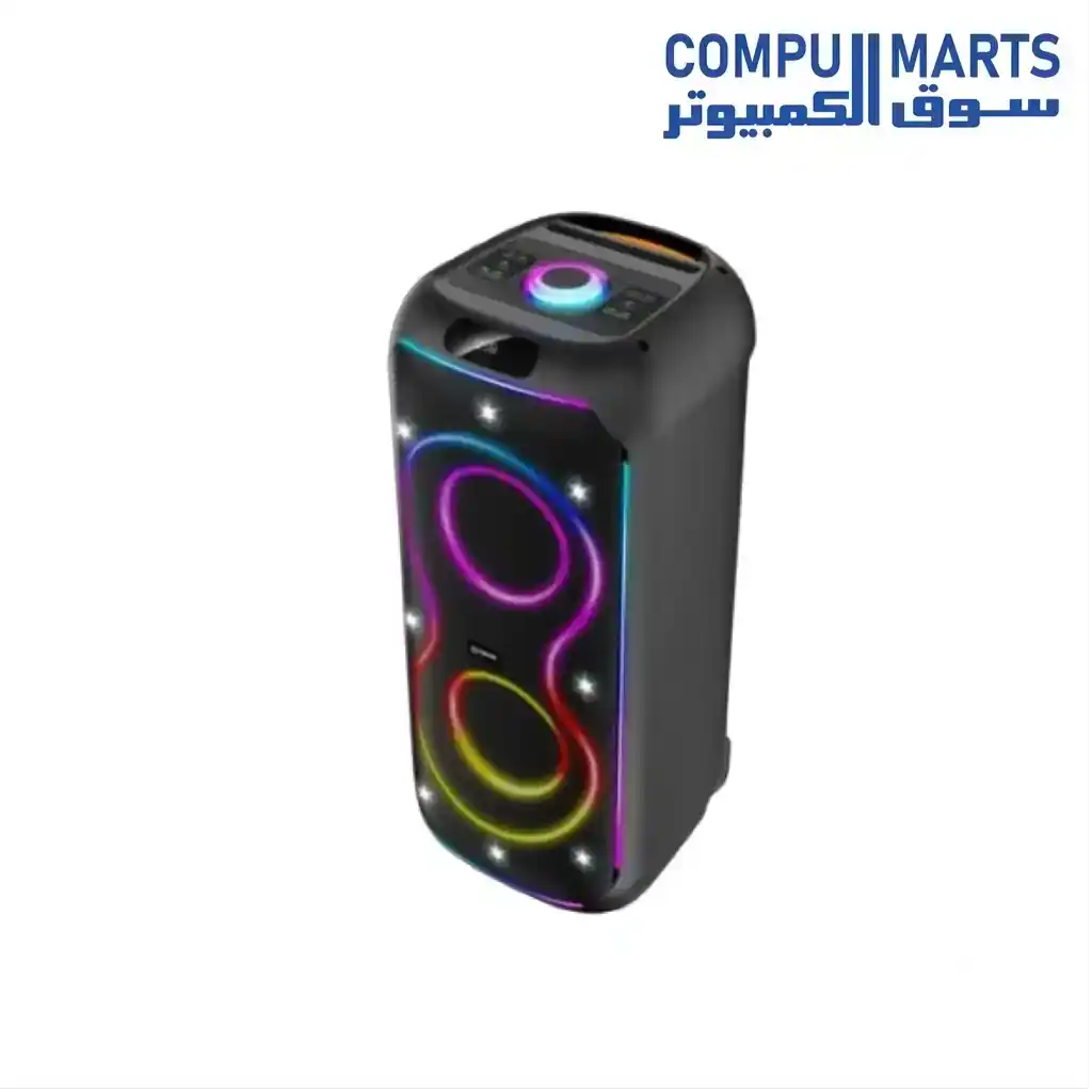 VOVO V-2890 Dual 8-Inch Party Speaker 40W Bluetooth USB FM LED Lights 4500mAh