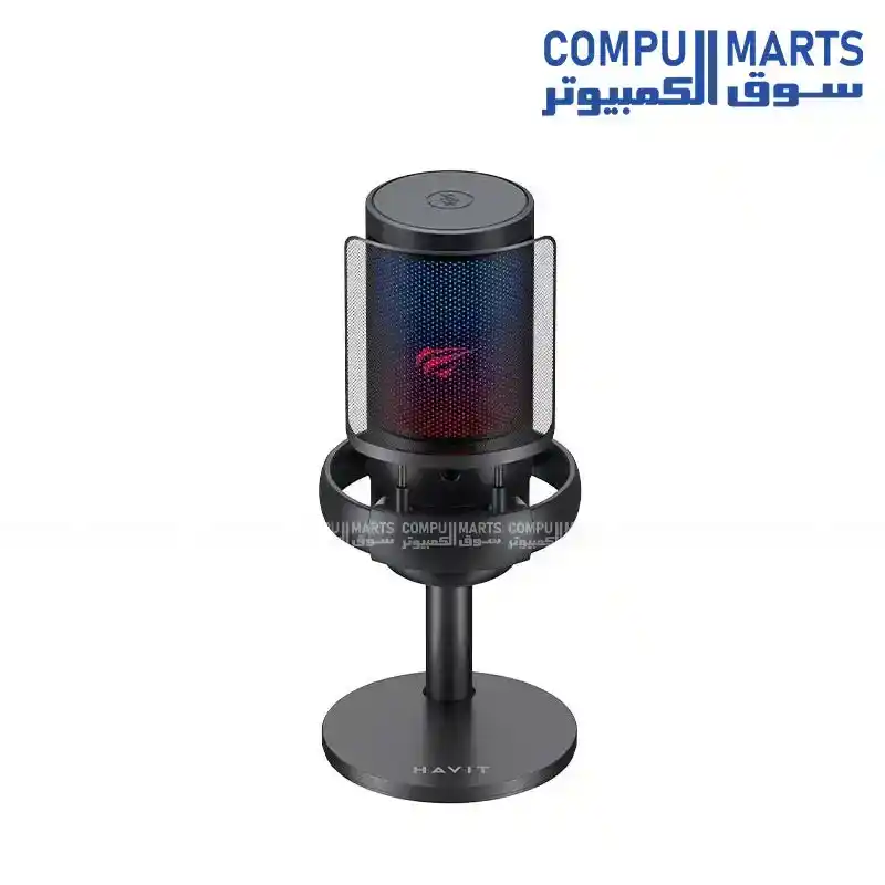 HAVIT Gaming Microphone GK50 USB Condenser Microphone Dual Channel 3.5mm Jack Type-C Omnidirectional Pickup Instant Mute Anti-Vibration