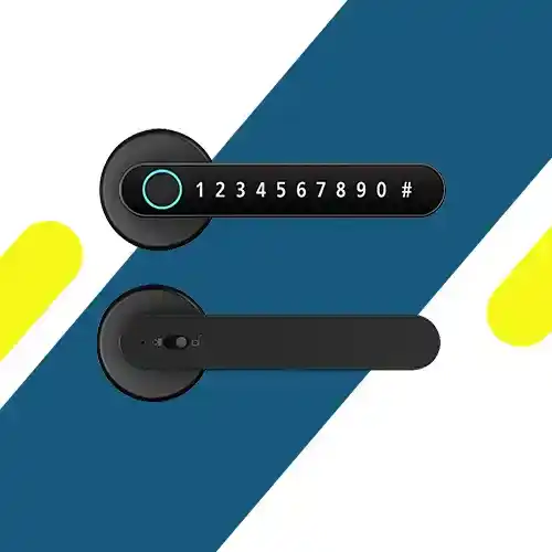 قفل باب ذكي هانز  — فتح ببصمة، بطاقة، رمز PIN ومفتاح — مقاس 155×62 مم — HR-24