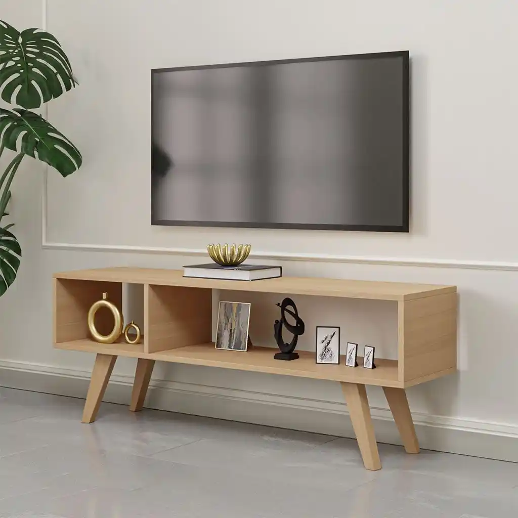 وحدة تلفزيون خشب موسكي بيج - 120×30×45 سم