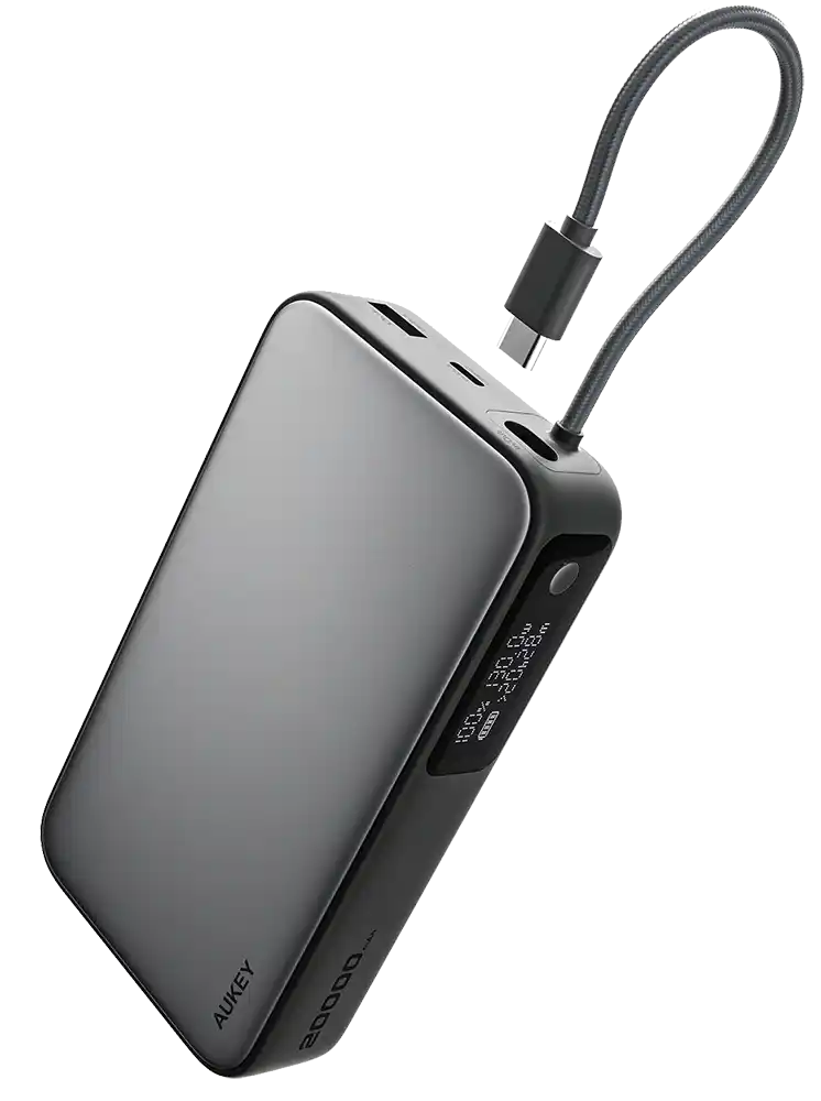 باور بانك اوكي SPARK SLING سعة 20000 مللي أمبير مزودة بكابل تايب سي  تدعم الشحن السريع قدرة 100 واط - رمادي (PB-Y48)