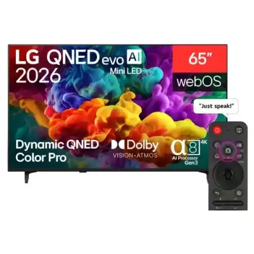 إل جي شاشة 65 بوصة QNED evo AI MiniLED QNED85 بدقة 4K سمارت مع ريموت ماجيك و نظام WebOS26 65QNED85B6T