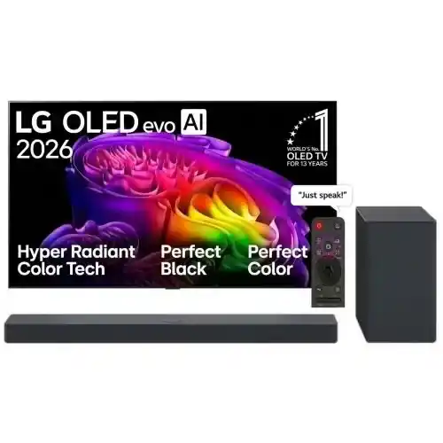 إل جي شاشة OLED evo AI G6 مقاس 83 بوصة بدقة 4 و إل جي ساوند بار متوافق مع شاشاتDolby OLED OLED83G66LW-SC9S