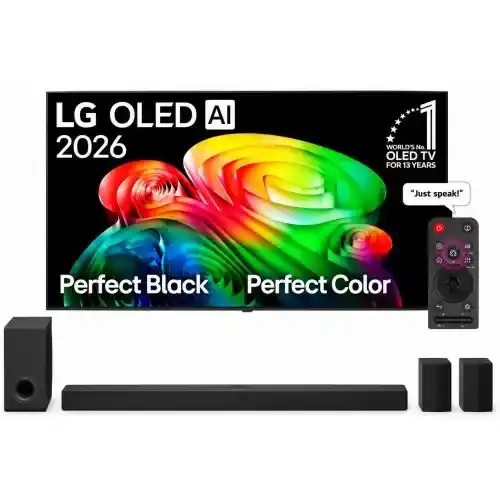 تلفزيون ال جي شاشة أوليد مقاس 83 بوصة بدقة 4K و ساوند بار مع دولبي اتموس ومكبرات صوت خلفية OLED83B66LA-S80TR