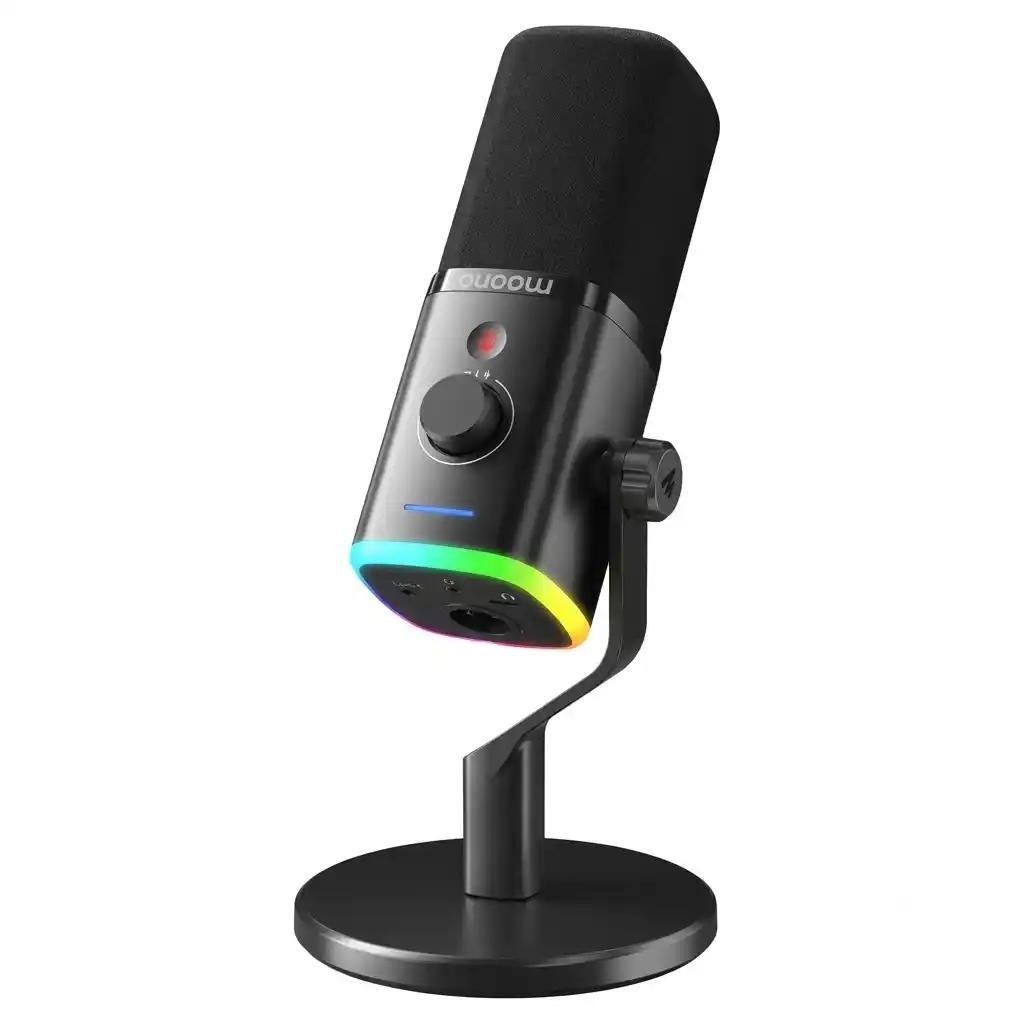 مجموعة ميكروفون ماونو سلكي RGB جيمنج بودكاست ديناميكي PD100X - اسود