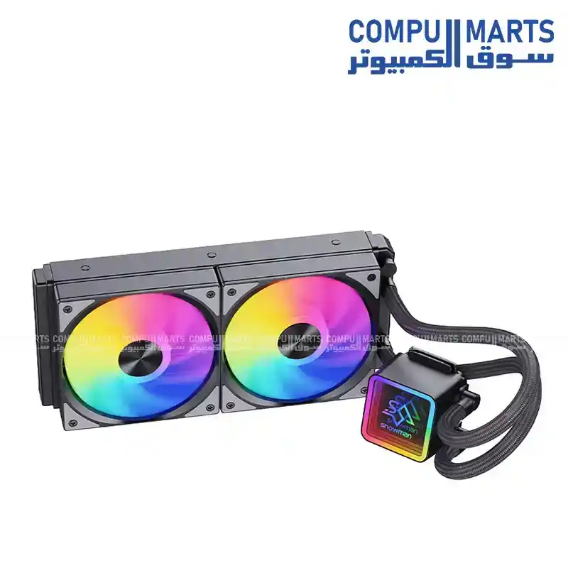 SNOWMAN KS240-RGB-BK AIO CPU Liquid Cooler 240mm RGB LED Water Cooling 250W 120mm Fan LGA1700 AMD AM5 Black