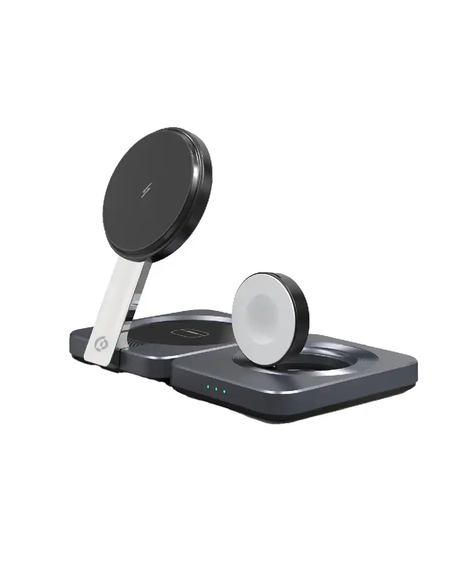 Powerology Qi2 15W MagSafe Multi-Device Charging Stand 3 in 1 - Black
