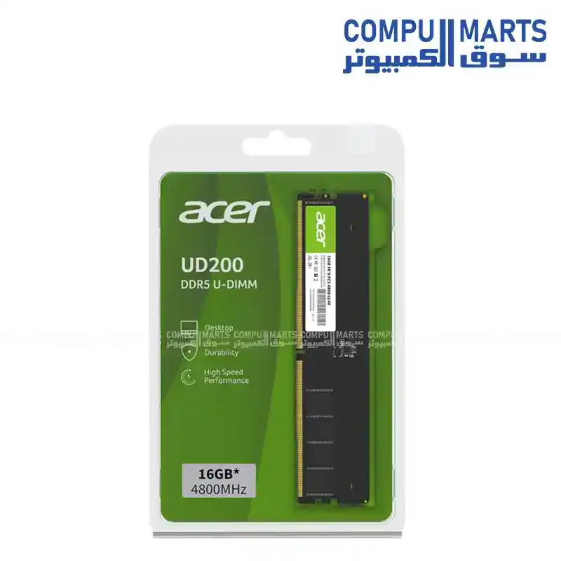 Acer UD200 16GB DDR5 4800MHz CL40 1.1V 1Rx8 UDIMM Desktop Memory