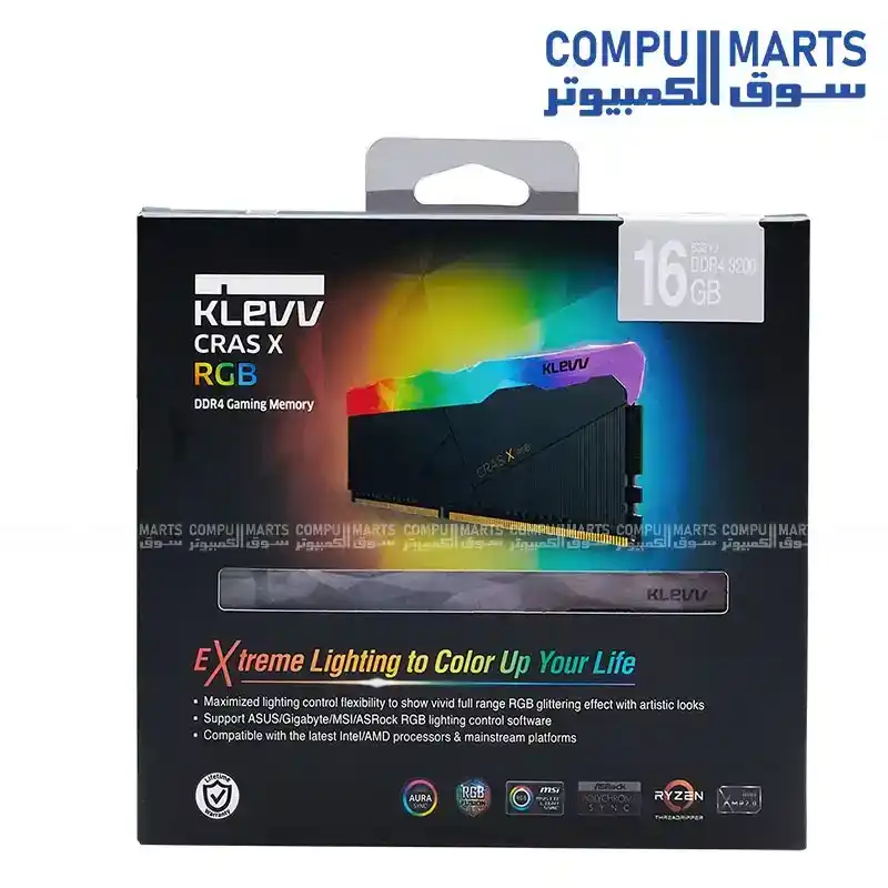 Klevv Cras X RGB 16GB 2x8GB DDR4 3600MHz Desktop Memory CL18 Unbuffered DIMM with Intel XMP 2.0 and AMD Overclocking Profile
